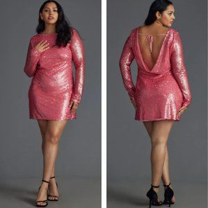 Anthropologie Pink Sequin Mini Dress
